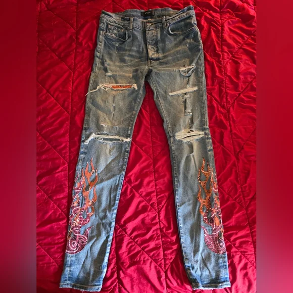 AMIRI Jeans Amiri Hot Item Indigo Bandana Flame Streetwear